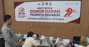 Polresta Sidoarjo Gelar Baksos Donor Darah Menuju Perayaan HUT Bhayangkara