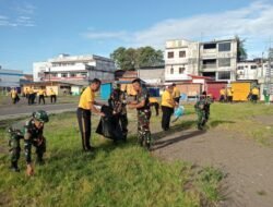 Wujud Nyata Gerakan Indonesia Asri, Kodim 1310 dan Polres serta Masyarakat Bitung, gelar Karya Bakti Bersihkan Area Pasar