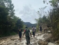 Akses Jalan Terputus Akibat Longsor, TNI-Polri Gerak Cepat Lakukan Penanganan di Wamena–Kelila