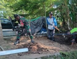 Babinsa Rap Rap Bersama Warga Kejar Target Bangun Jembatan Perintis Garuda