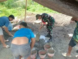 Demi Segera Terwujudnya Jembatan Beton Garuda, Warga dan Babinsa Turun Bantu Proses Pekerjaan