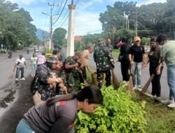 Bentuk Nyata Kepedulian TNI Terhadap Kebersihan Lingkungan, Kodim 1310/Bitung Gelar Karya Bakti Gerakan Indonesia Asri, Bersihkan Selokan dan Taman Median Jalan