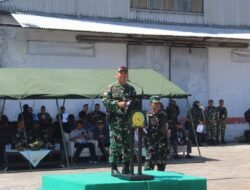 Dandim 1310/Bitung sebagai Danup Pada Upacara Pemberangkatan Karya Bakti Skala Besar Kodam XIII/Merdeka TA 2026 ke Kepulauan Talaud dan Sangihe